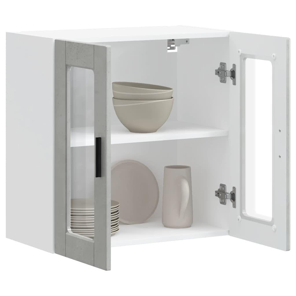 Kitchen Wall Cabinet with Glass Door Porto Concrete Grey