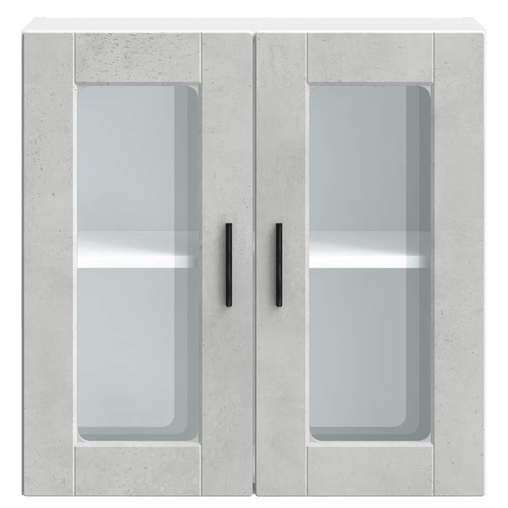 Kitchen Wall Cabinet with Glass Door Porto Concrete Grey