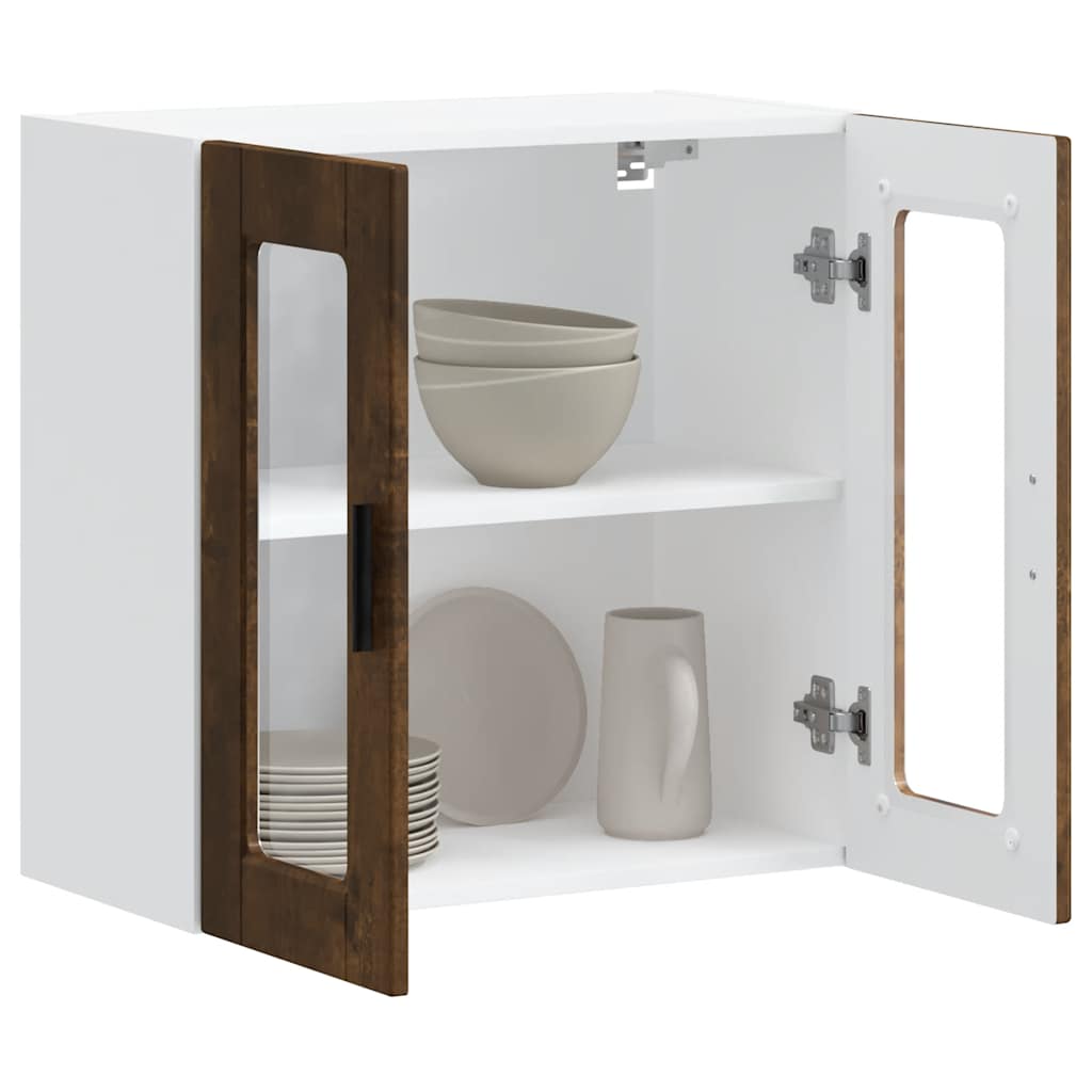 Kitchen Wall Cabinet with Glass Door "Porto" Smoked Oak