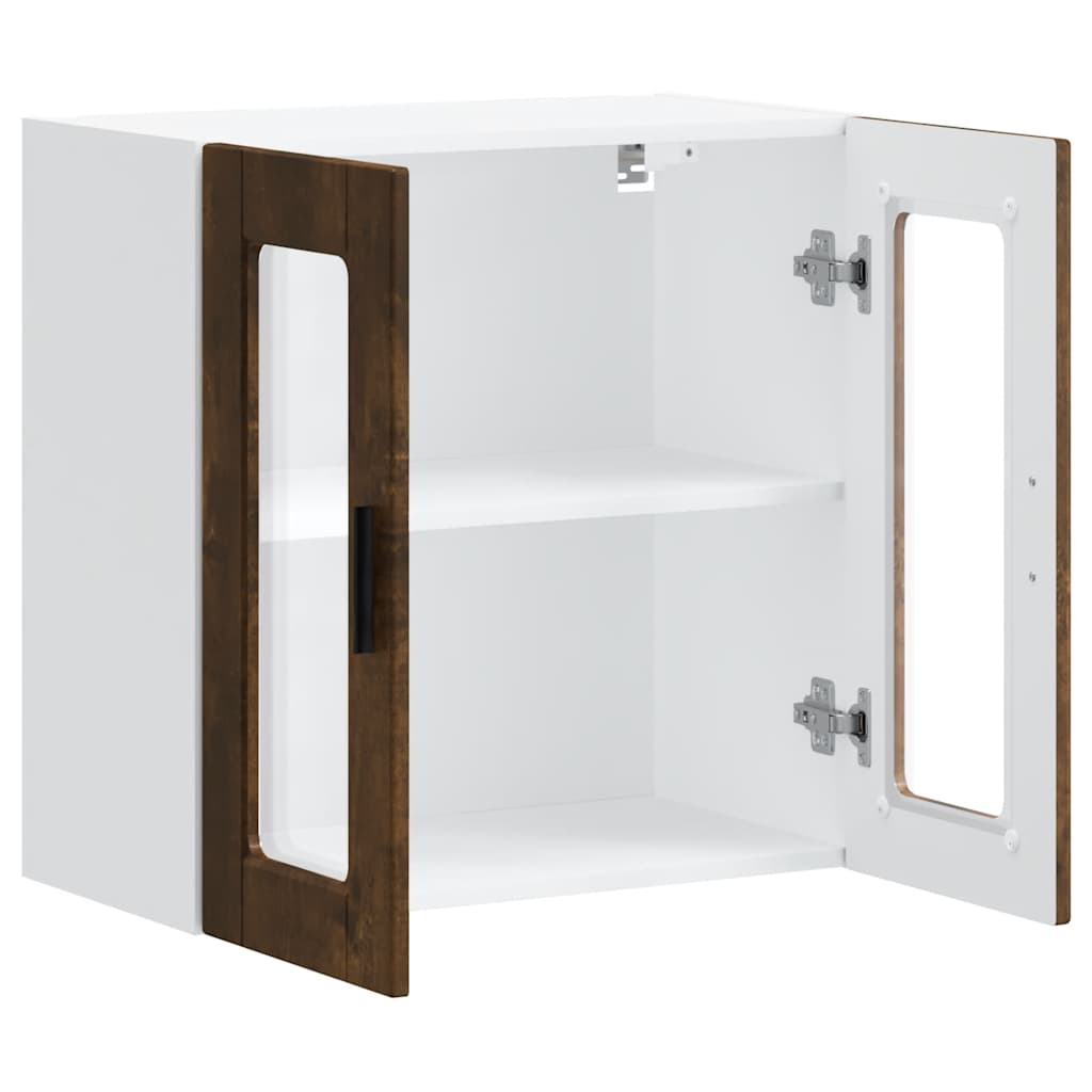 Kitchen Wall Cabinet with Glass Door "Porto" Smoked Oak