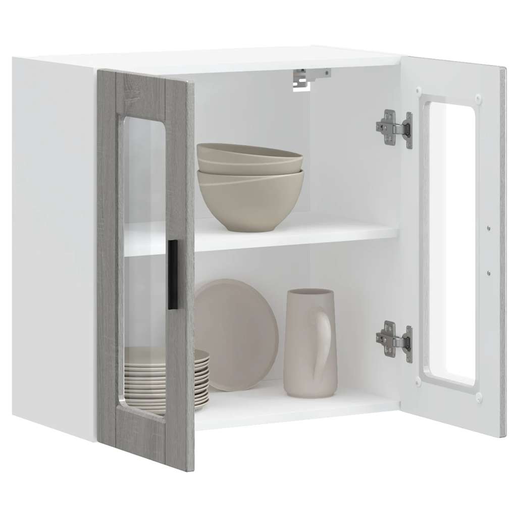 Kitchen Wall Cabinet with Glass Door "Porto" Grey Sonoma
