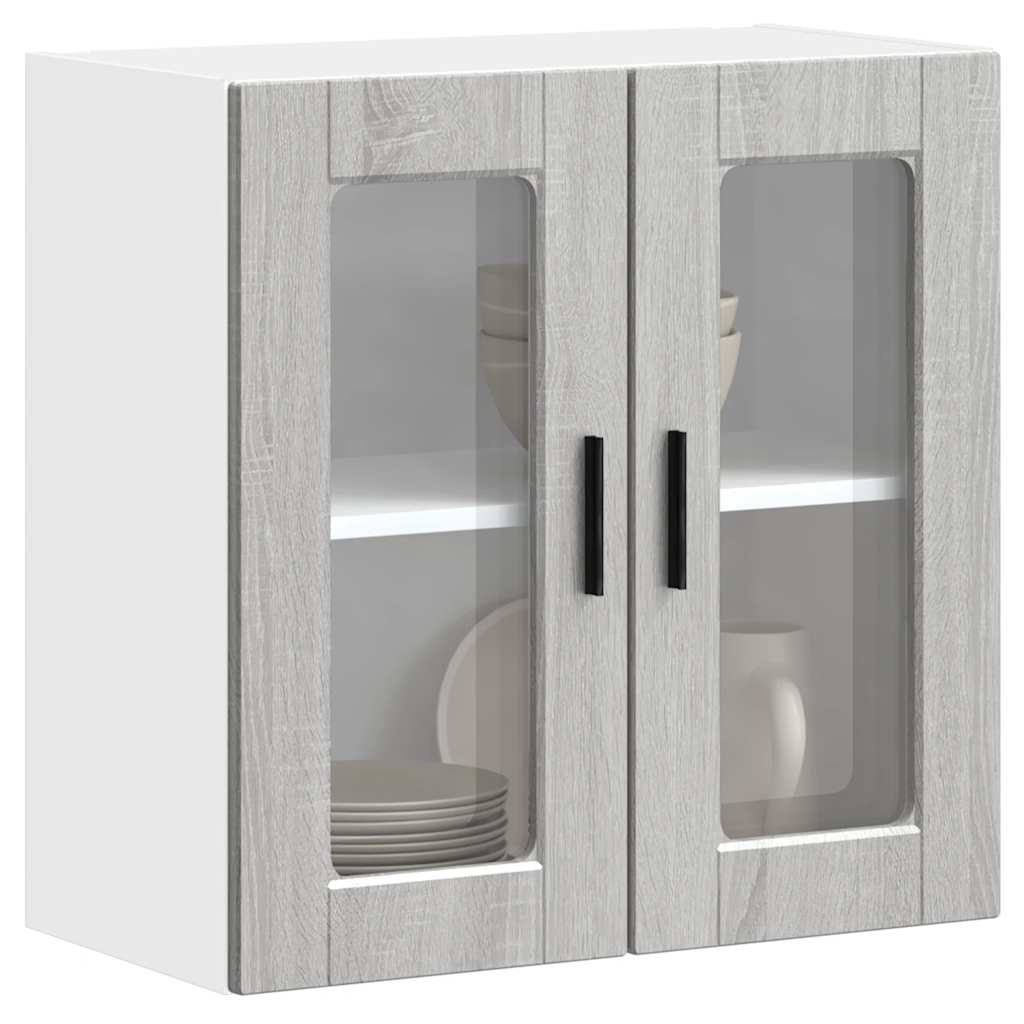 Kitchen Wall Cabinet with Glass Door Porto Grey Sonoma