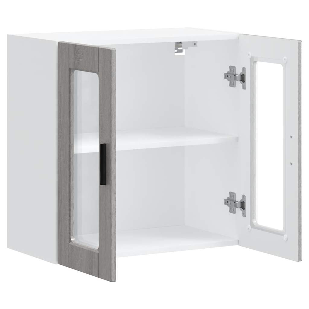 Kitchen Wall Cabinet with Glass Door "Porto" Grey Sonoma