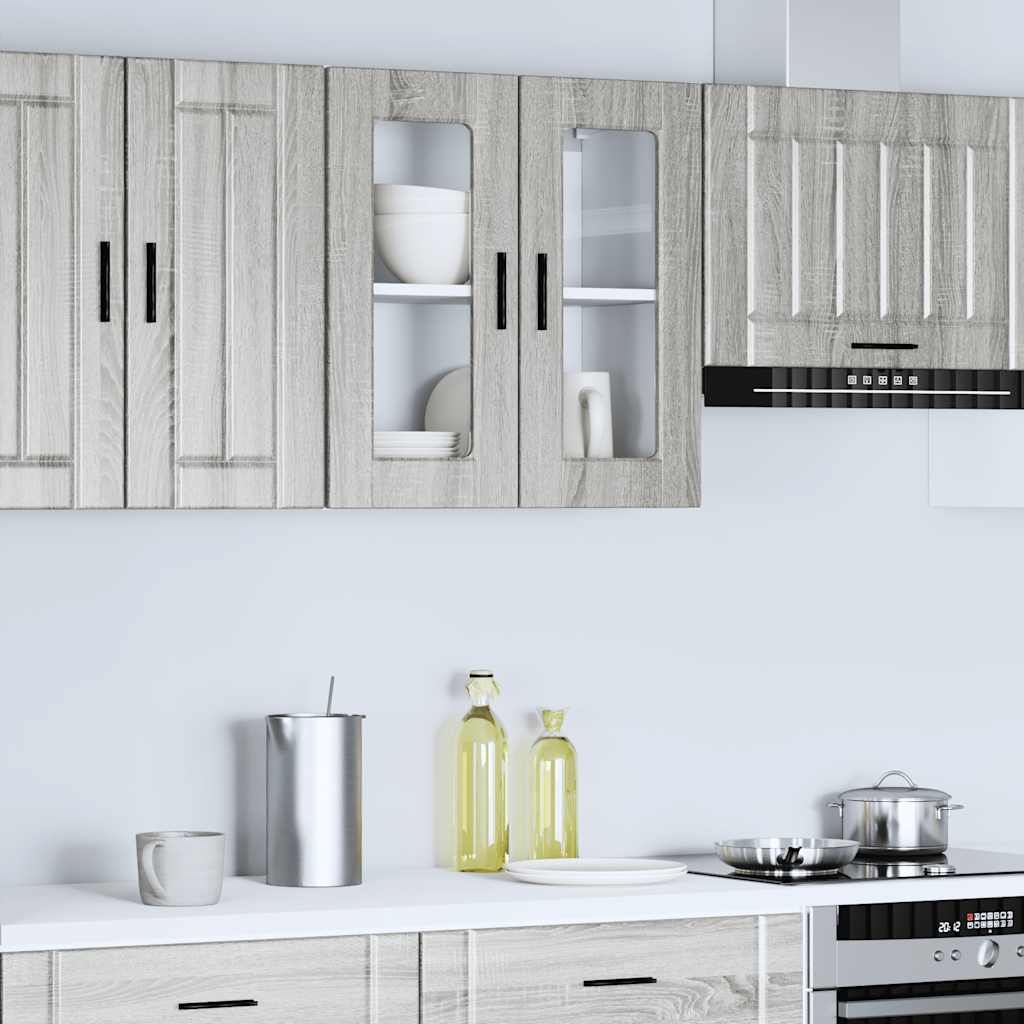 Kitchen Wall Cabinet with Glass Door "Porto" Grey Sonoma