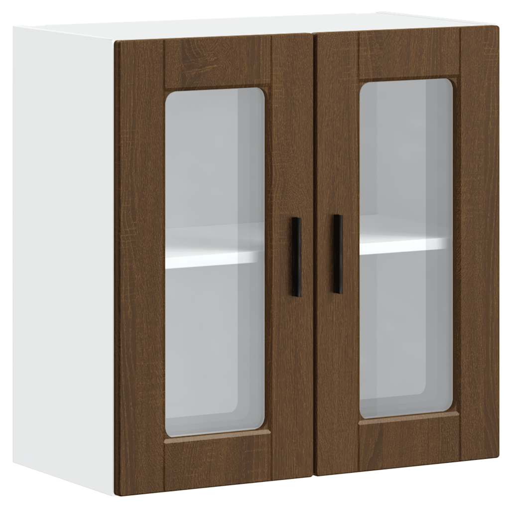 Kitchen Wall Cabinet with Glass Door "Porto" Brown Oak