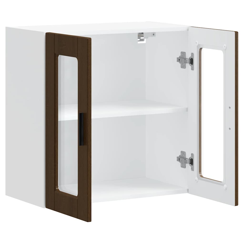 Kitchen Wall Cabinet with Glass Door "Porto" Brown Oak