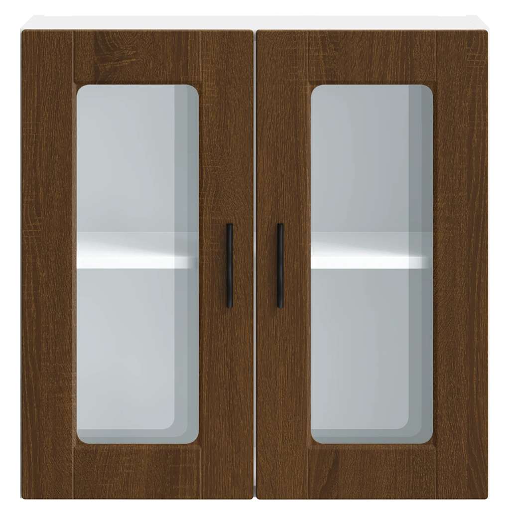 Kitchen Wall Cabinet with Glass Door Porto Brown Oak