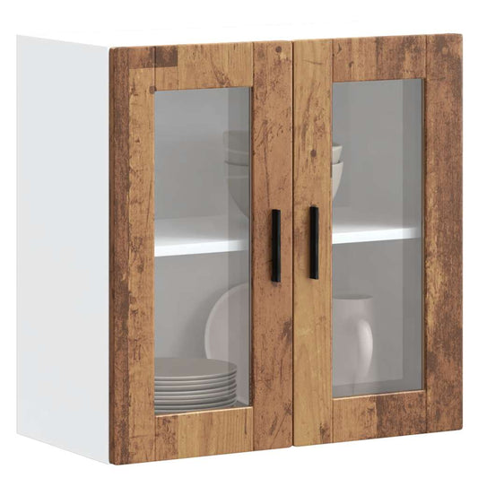 vidaXL Kitchen Wall Cabinet with Glass Door Porto Old Wood