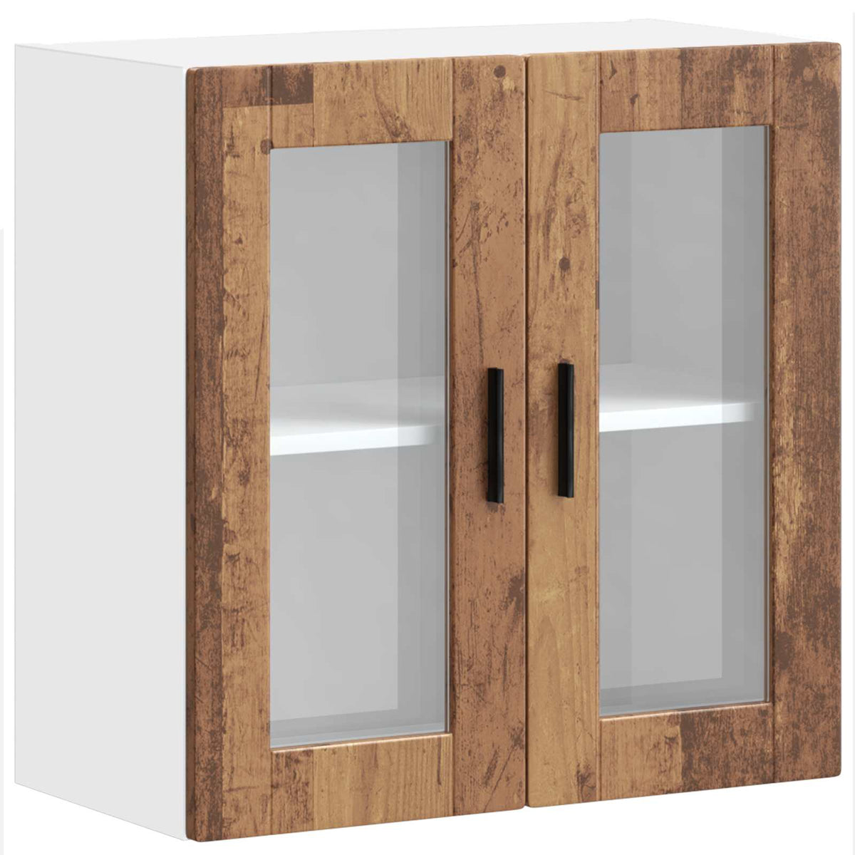 Kitchen Wall Cabinet with Glass Door "Porto" Old Wood
