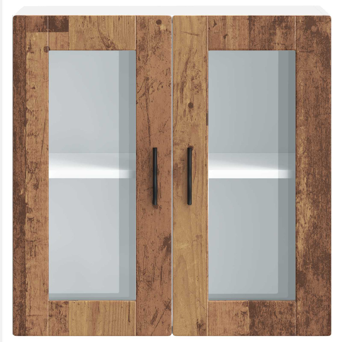 Kitchen Wall Cabinet with Glass Door "Porto" Old Wood