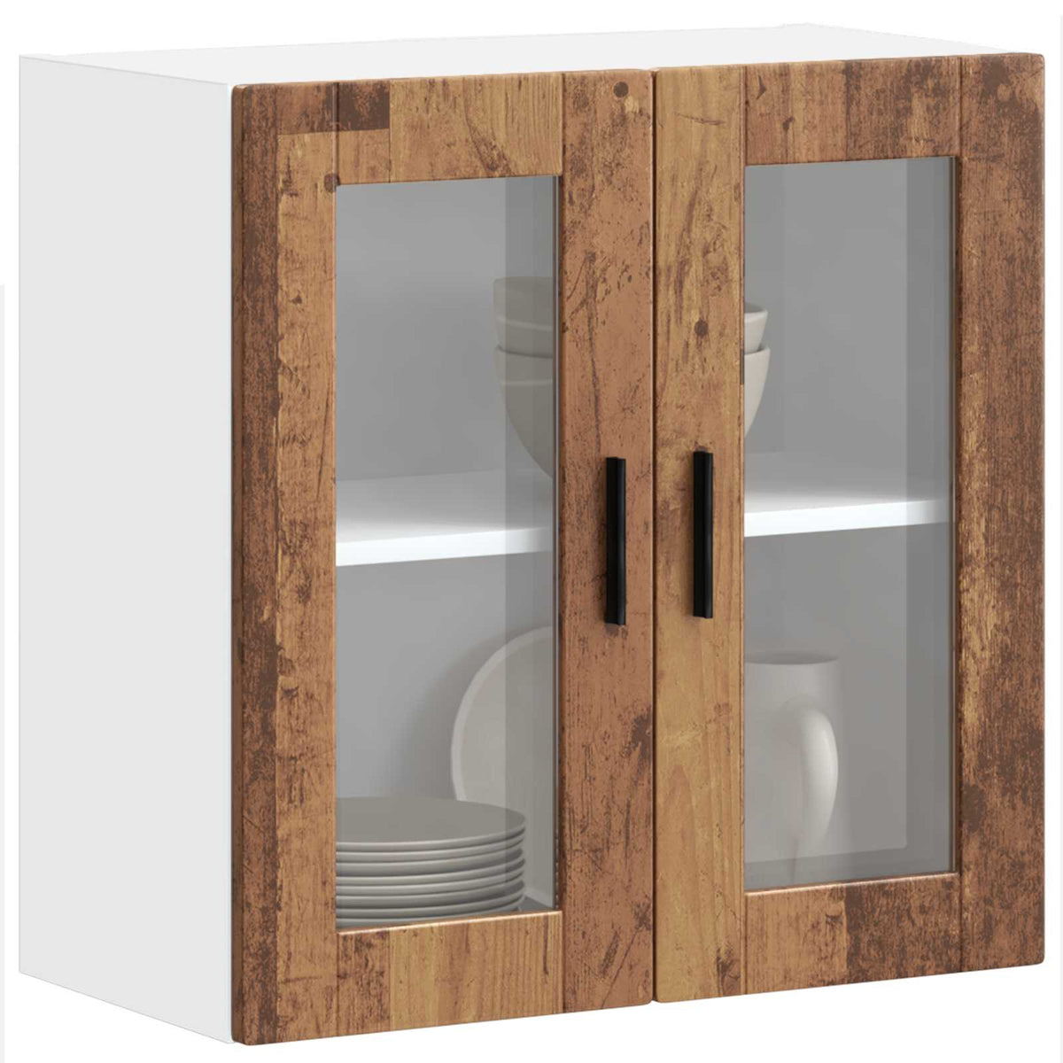 Kitchen Wall Cabinet with Glass Door "Porto" Old Wood
