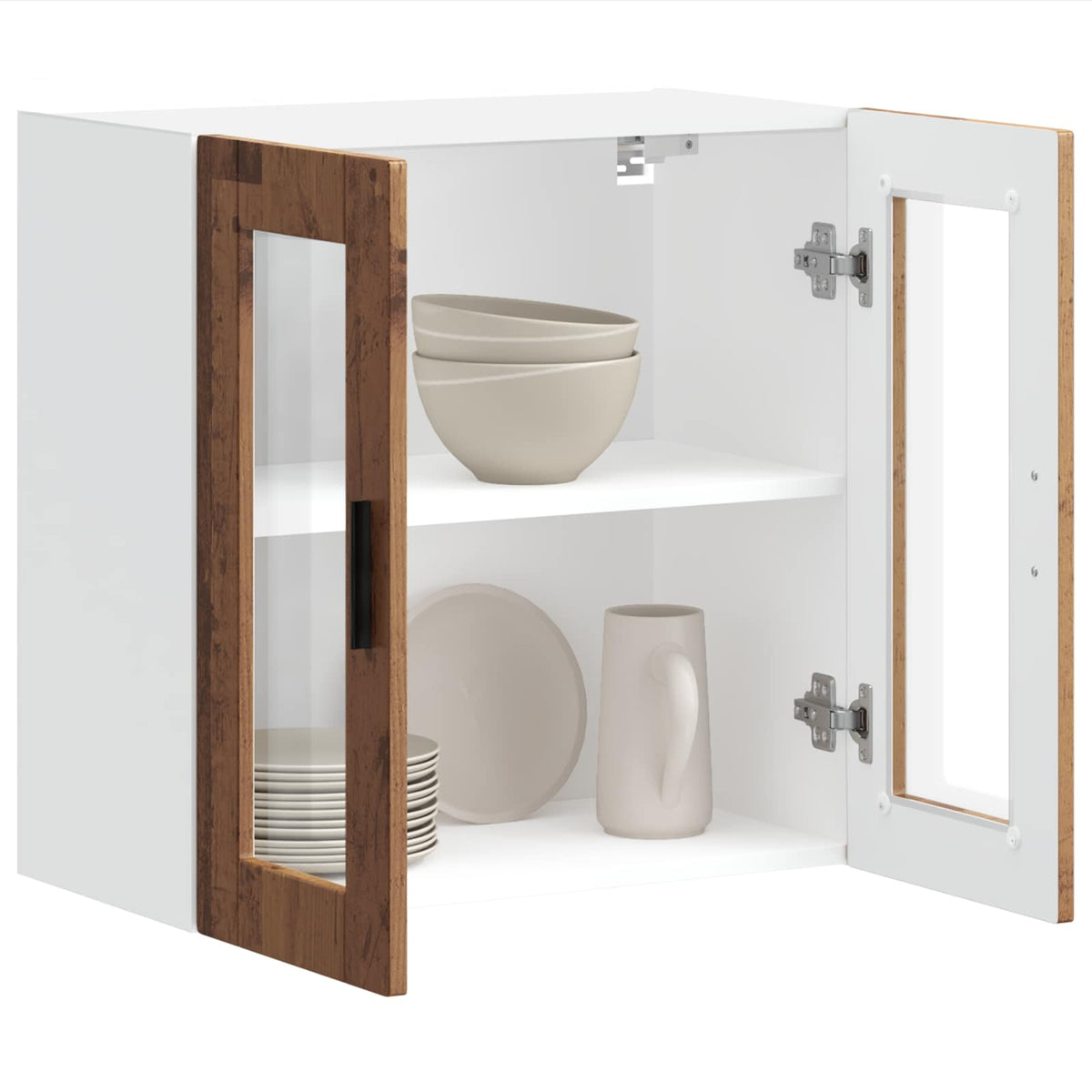 Kitchen Wall Cabinet with Glass Door "Porto" Old Wood