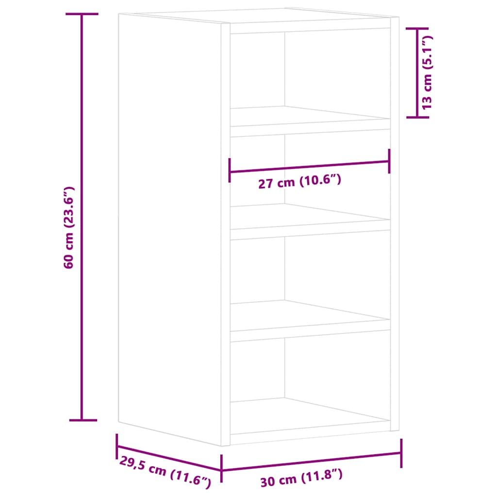 vidaXL Hanging Cabinet White 30x29.5x60 cm Engineered Wood