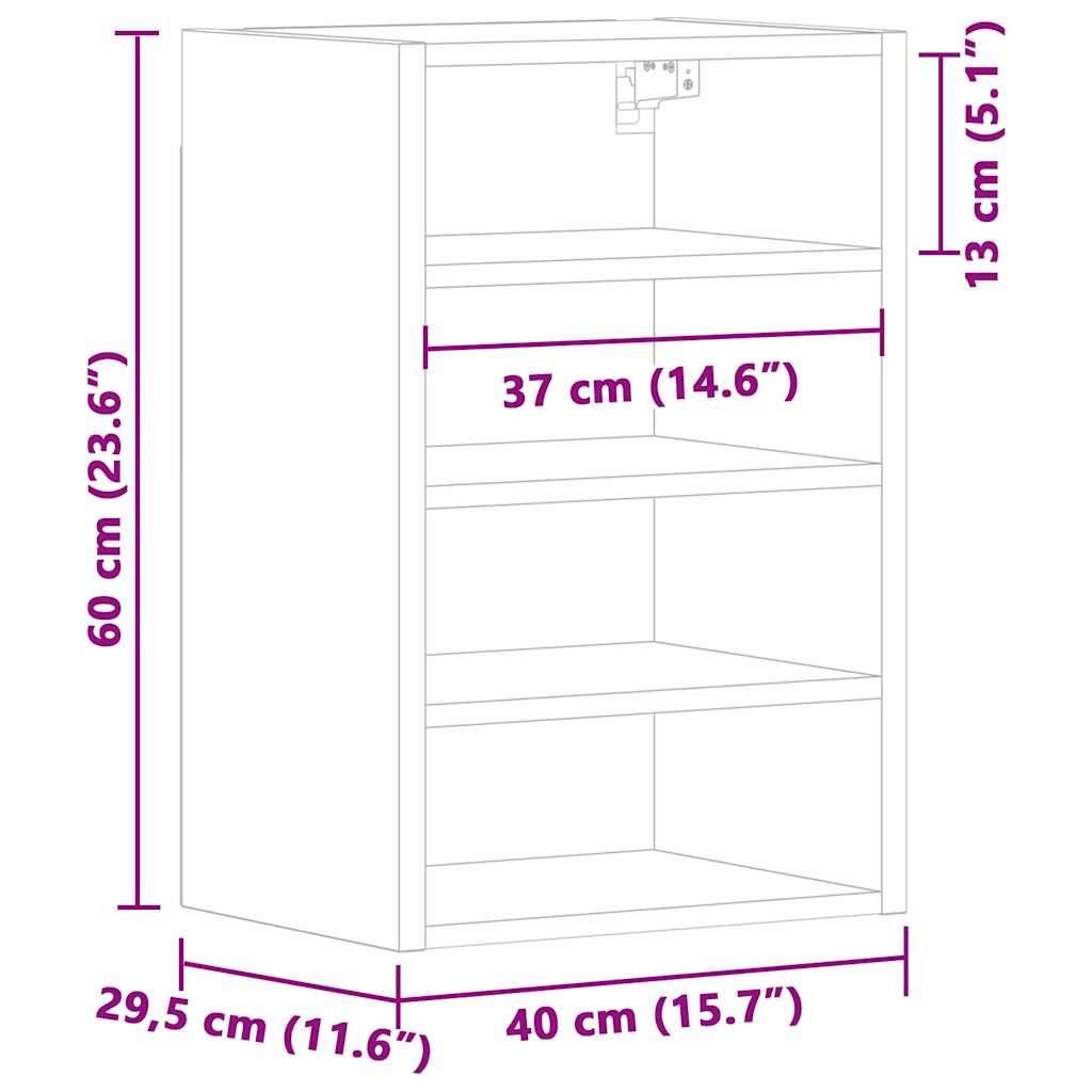 vidaXL Hanging Cabinet Black 40x29.5x60 cm Engineered Wood