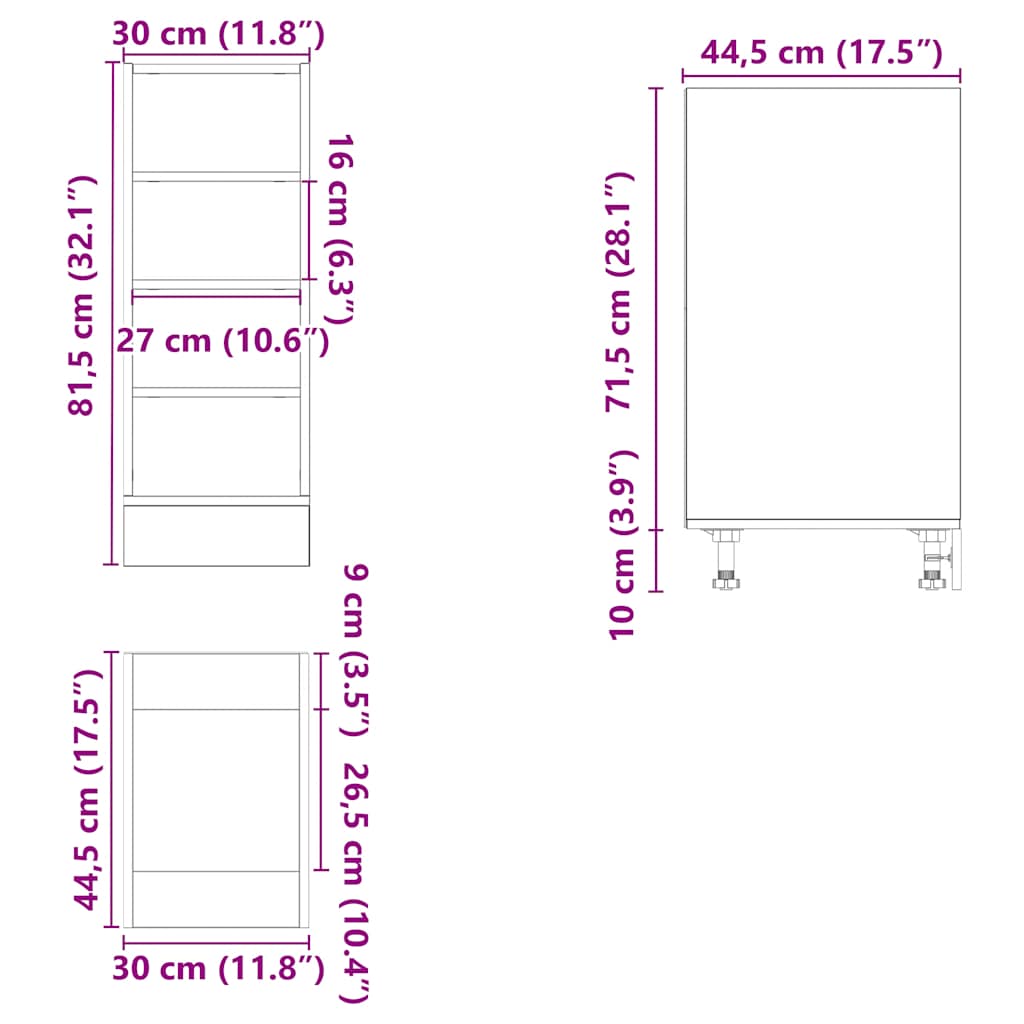 vidaXL Bottom Cabinet Brown Oak 30x44,5x81,5 cm Engineered Wood