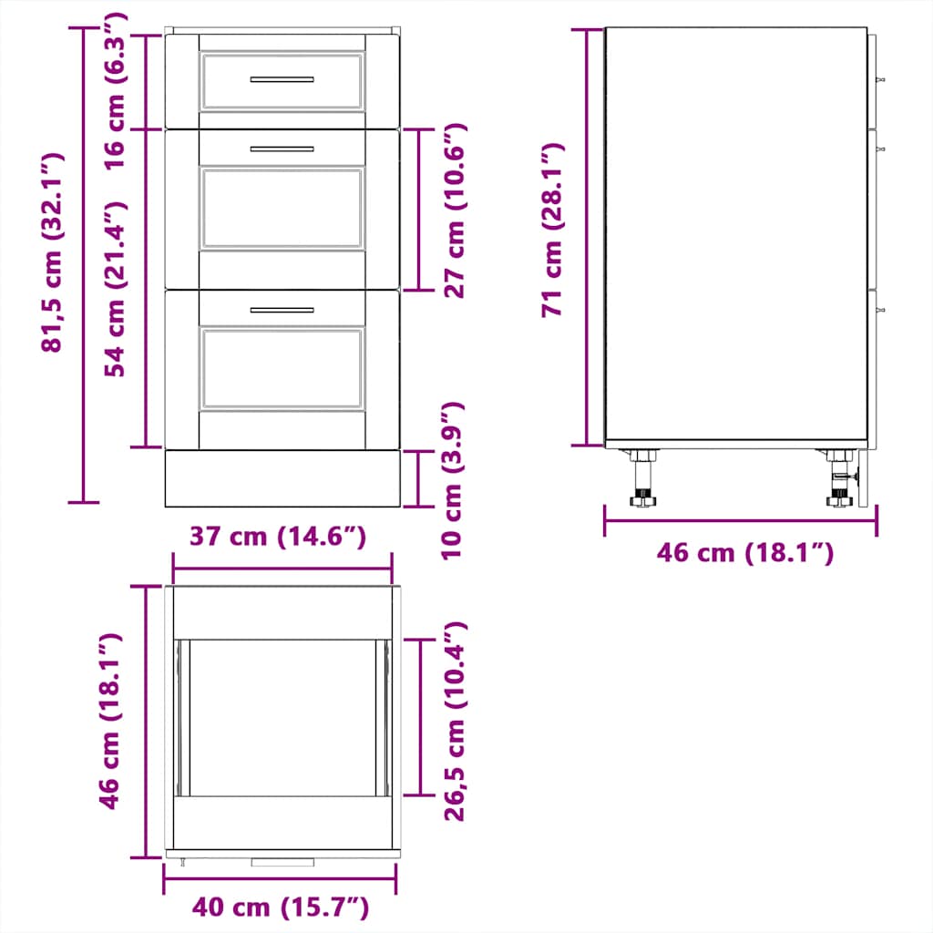 vidaXL Kitchen Base Cabinet Porto White Engineered Wood