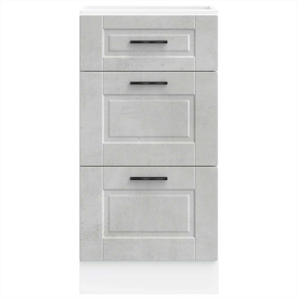 Kitchen Base Cabinet "Porto" Concrete Grey Engineered Wood