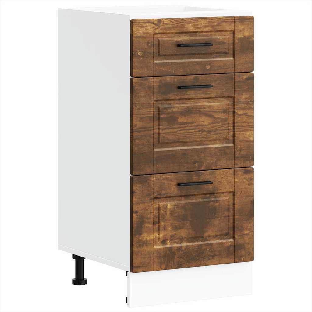 Kitchen Base Cabinet "Porto" Smoked Oak Engineered Wood