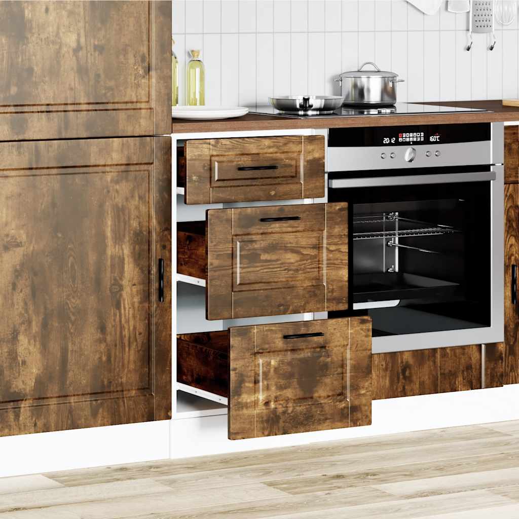 Kitchen Base Cabinet "Porto" Smoked Oak Engineered Wood