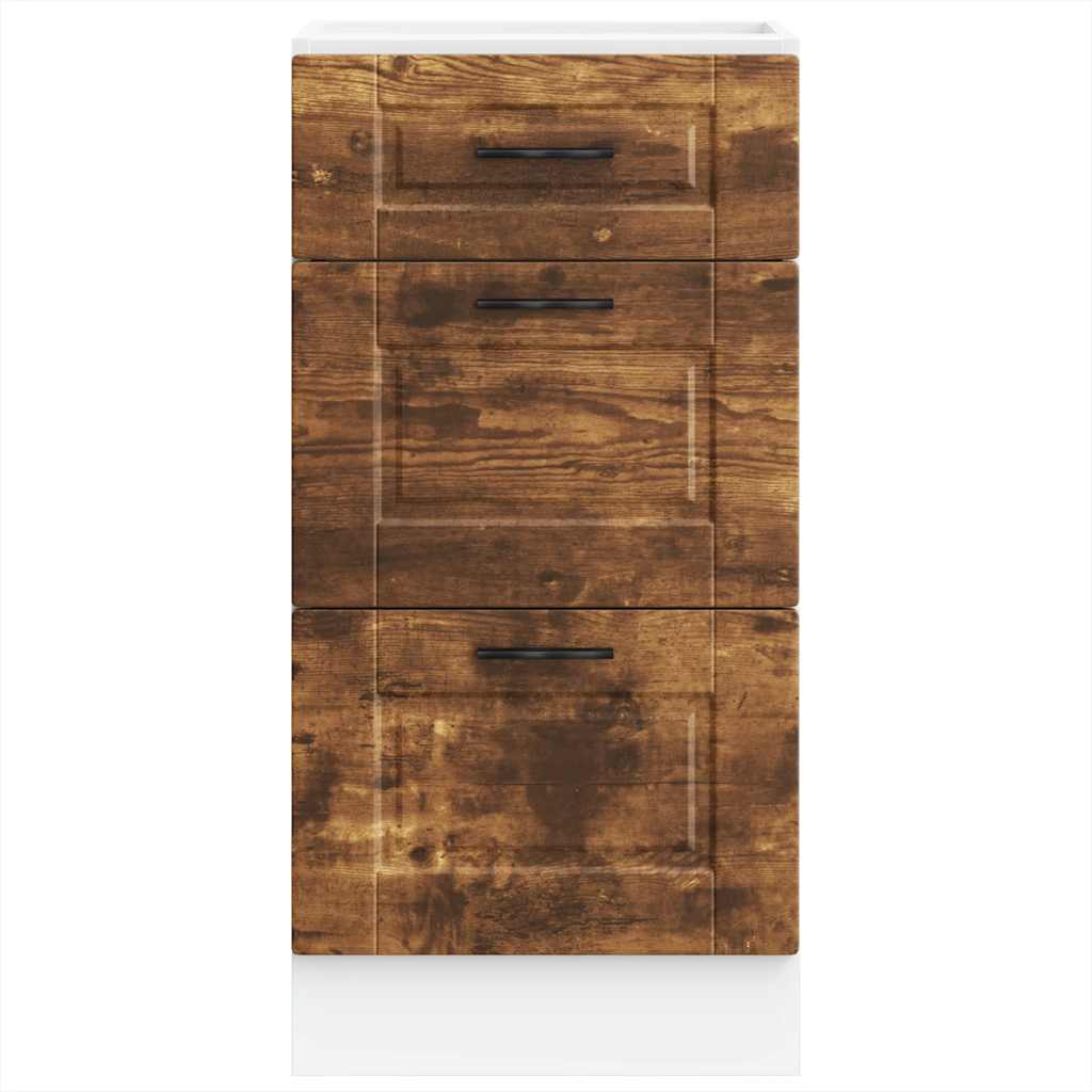 Kitchen Base Cabinet "Porto" Smoked Oak Engineered Wood