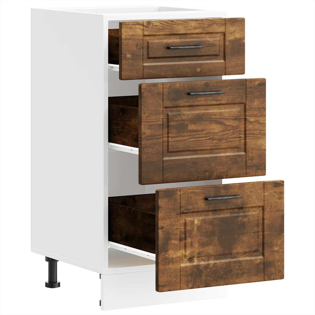 Kitchen Base Cabinet "Porto" Smoked Oak Engineered Wood