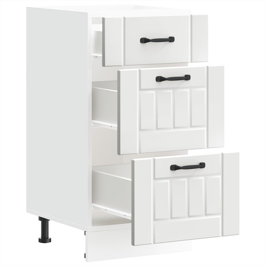 Kitchen Base Cabinet "Lucca" White Engineered Wood