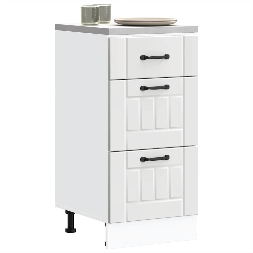 Kitchen Base Cabinet "Lucca" White Engineered Wood