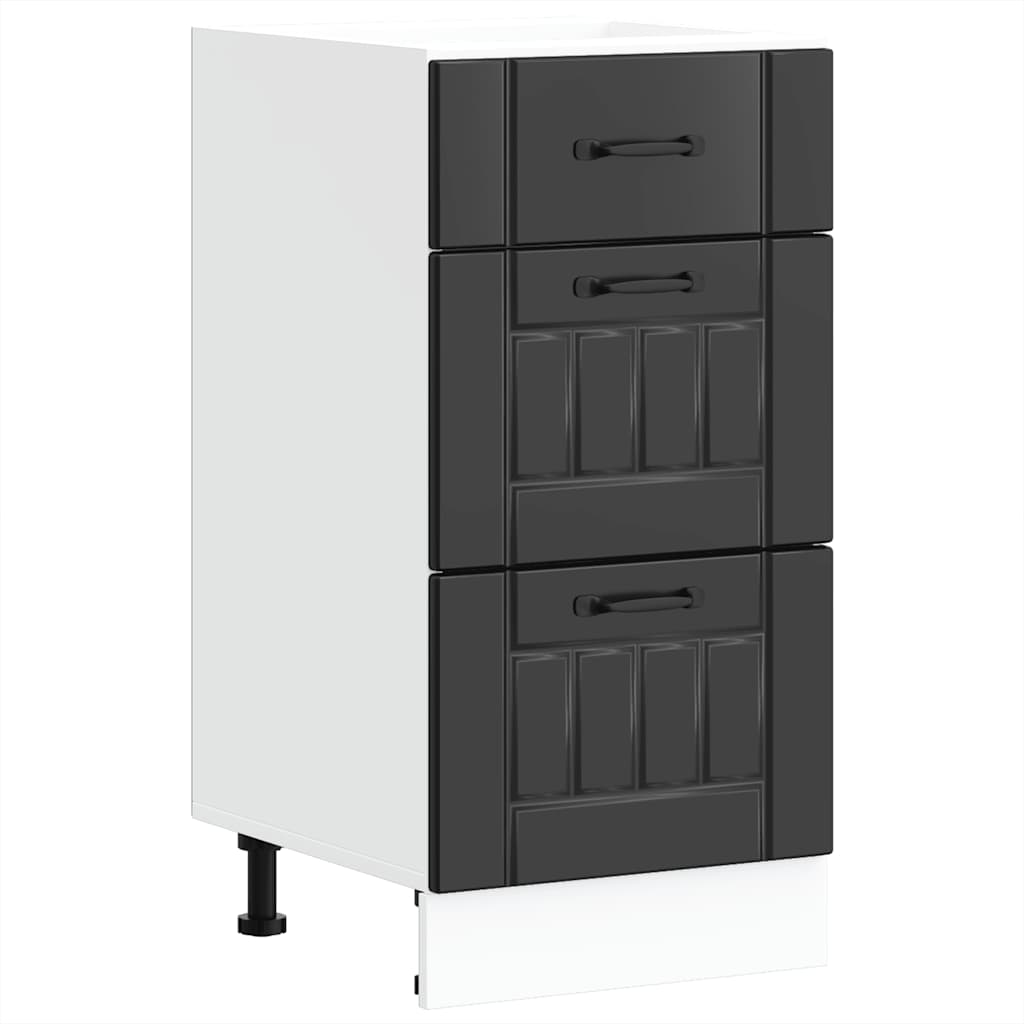 vidaXL Kitchen Base Cabinet Lucca Black Engineered Wood