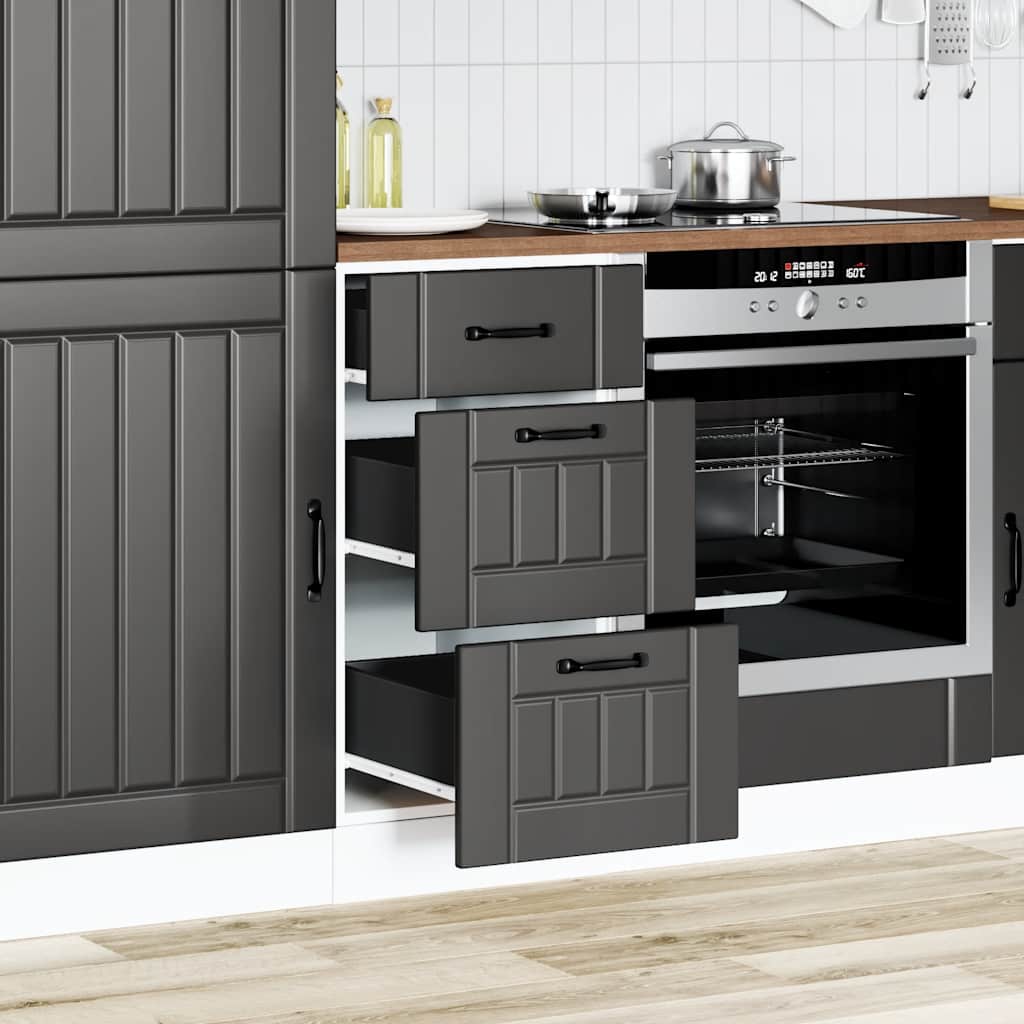 Kitchen Base Cabinet "Lucca" Black Engineered Wood