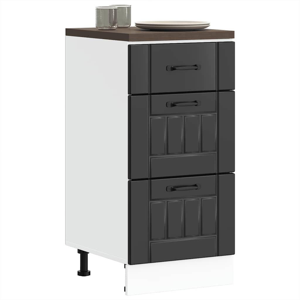 vidaXL Kitchen Base Cabinet Lucca Black Engineered Wood