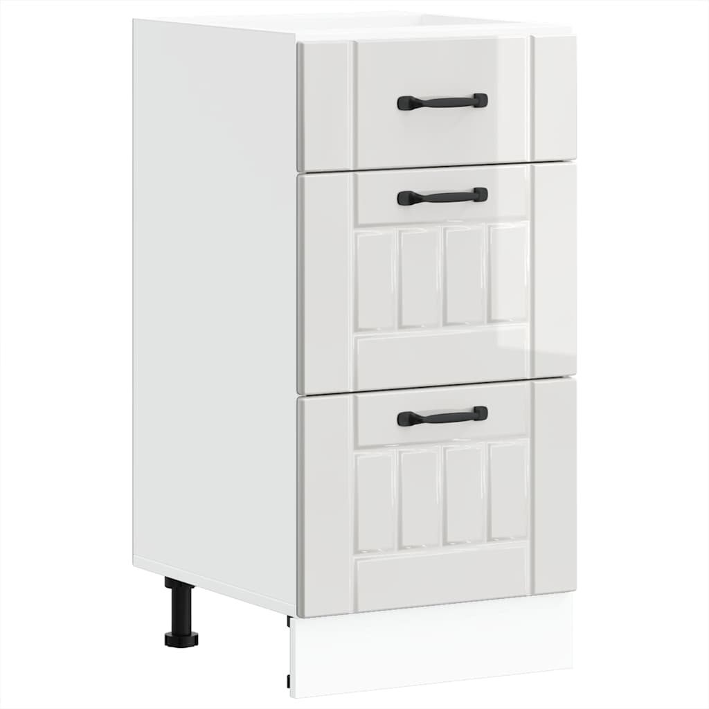 Kitchen Base Cabinet "Lucca" High Gloss White Engineered Wood