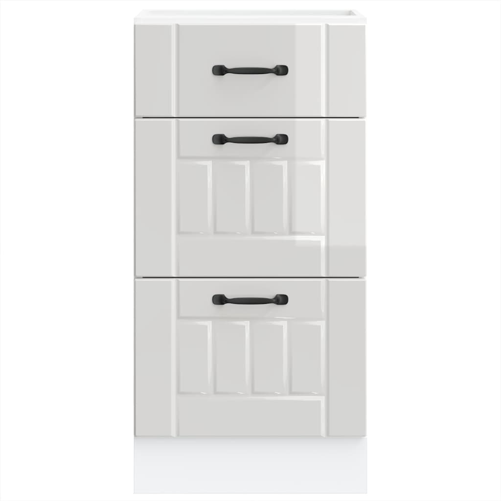 Kitchen Base Cabinet "Lucca" High Gloss White Engineered Wood