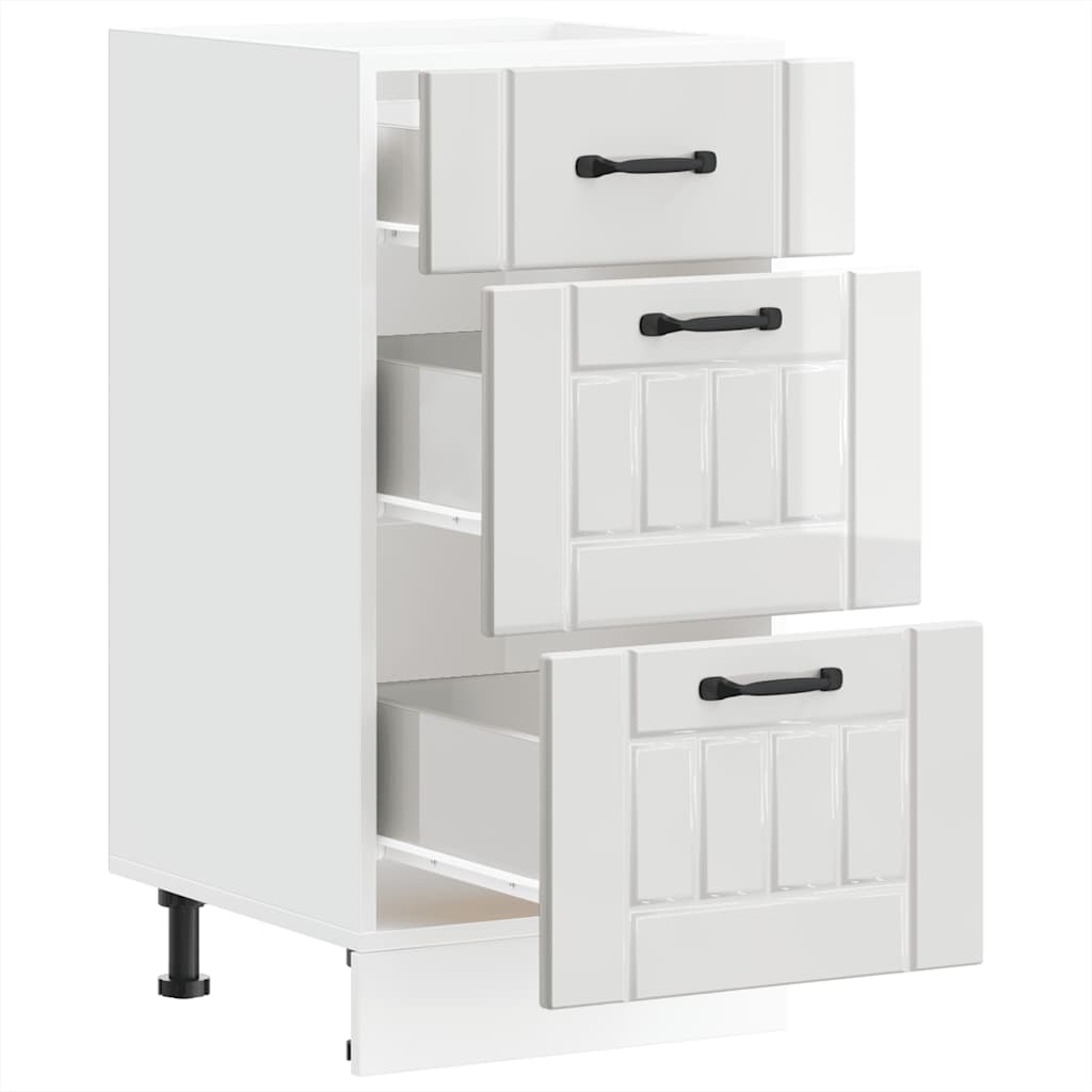 Kitchen Base Cabinet "Lucca" High Gloss White Engineered Wood