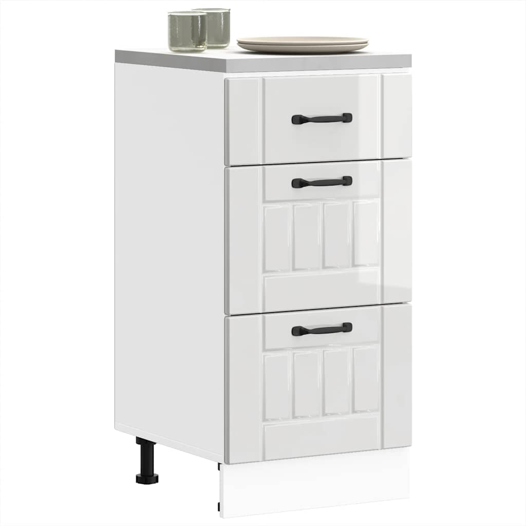 Kitchen Base Cabinet "Lucca" High Gloss White Engineered Wood