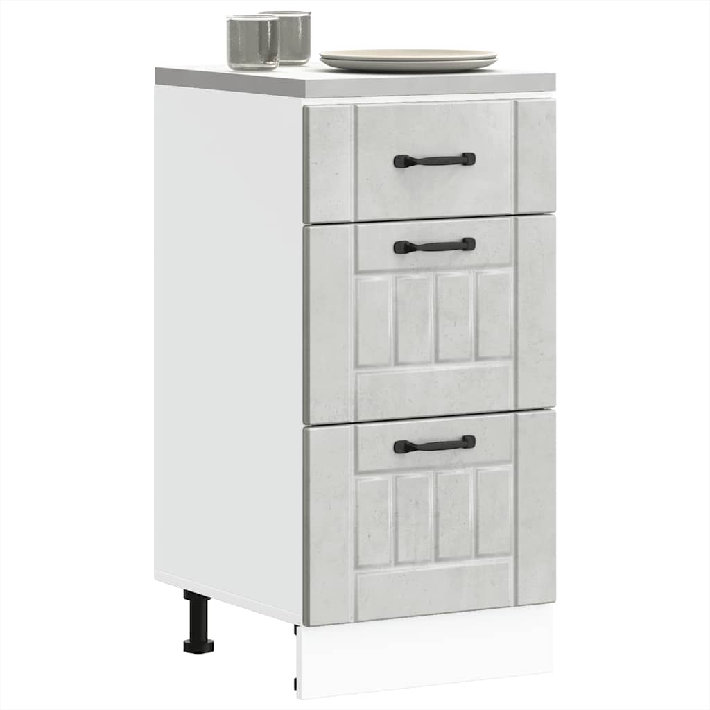 Kitchen Base Cabinet "Lucca" Concrete Grey Engineered Wood