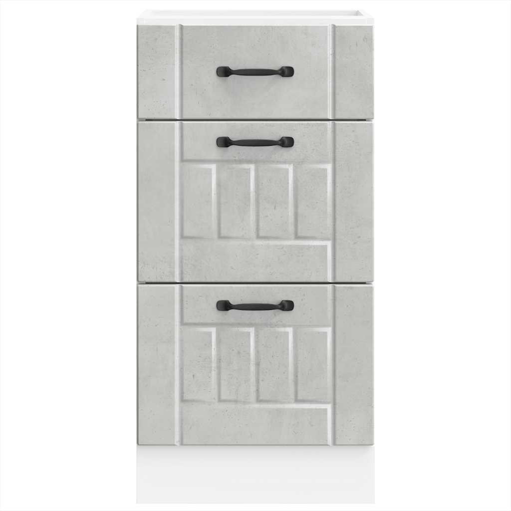 Kitchen Base Cabinet "Lucca" Concrete Grey Engineered Wood
