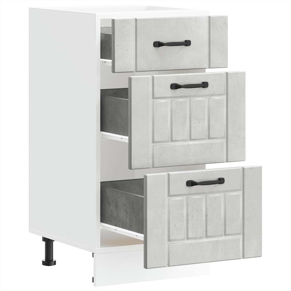 Kitchen Base Cabinet "Lucca" Concrete Grey Engineered Wood