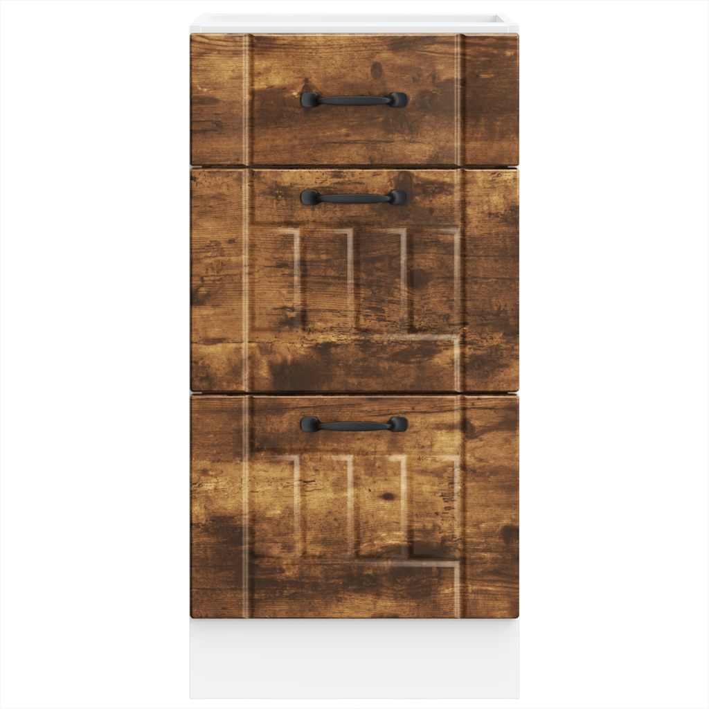 Kitchen Base Cabinet "Lucca" Smoked Oak Engineered Wood