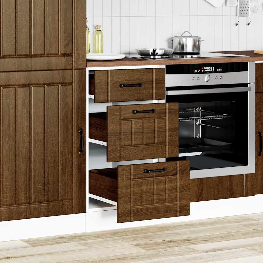 Kitchen Base Cabinet "Lucca" Brown Oak Engineered Wood