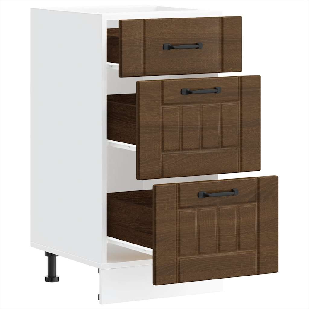 Kitchen Base Cabinet "Lucca" Brown Oak Engineered Wood