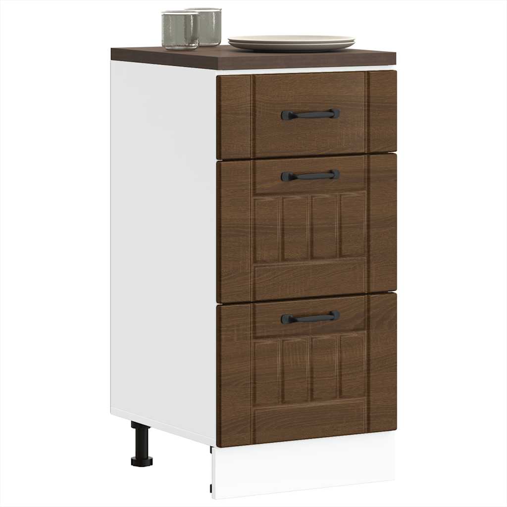 Kitchen Base Cabinet "Lucca" Brown Oak Engineered Wood
