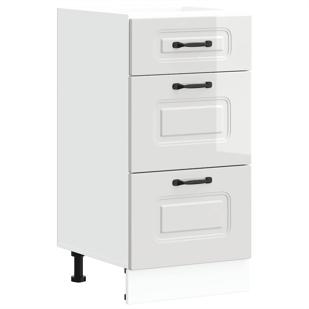 vidaXL Kitchen Base Cabinet Kalmar High Gloss White Engineered Wood