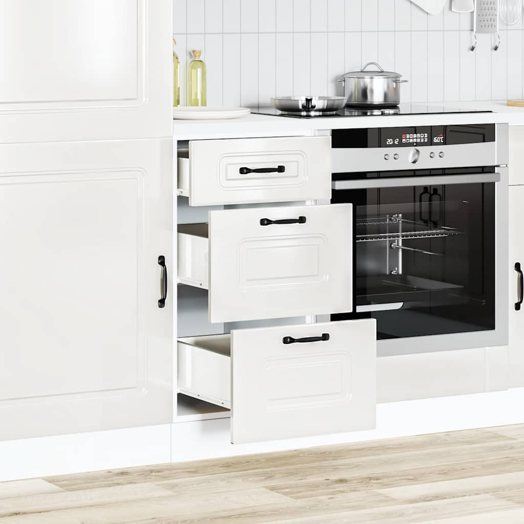 vidaXL Kitchen Base Cabinet Kalmar High Gloss White Engineered Wood