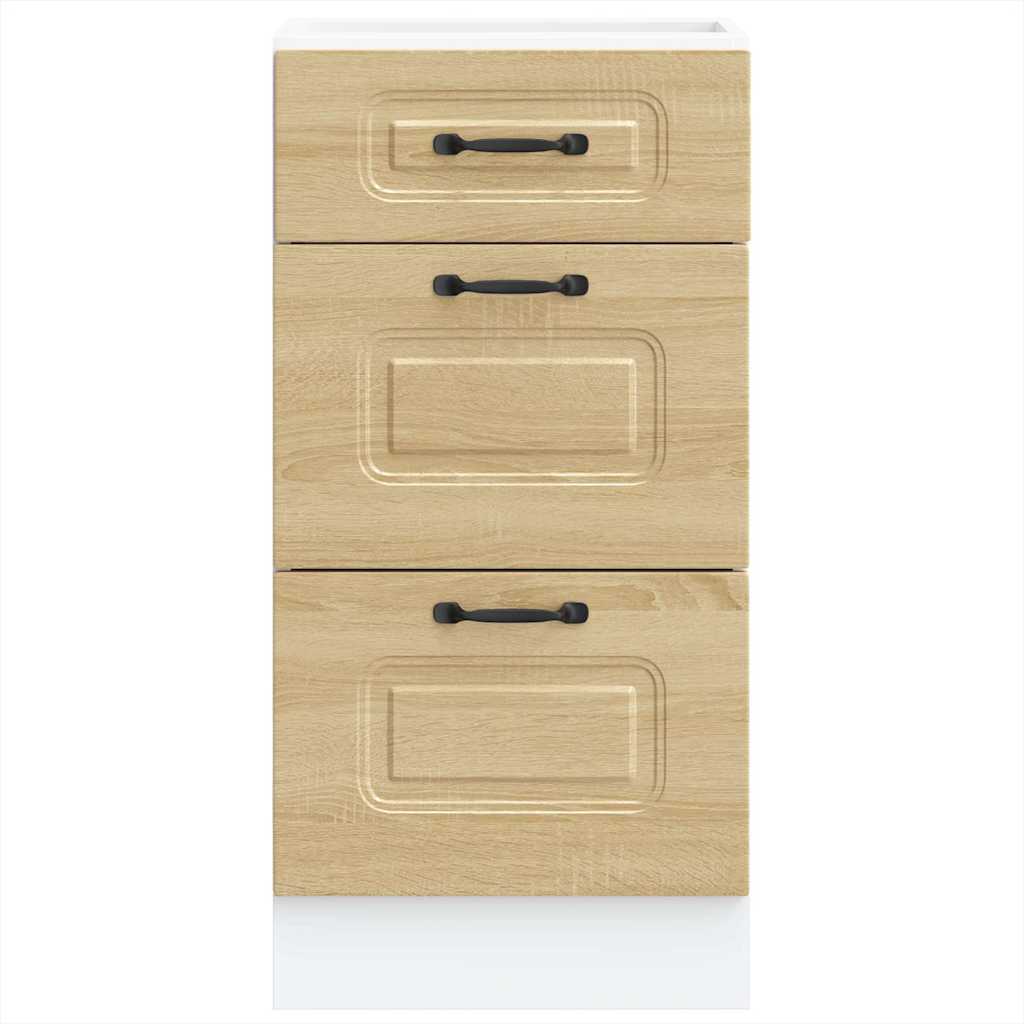 Kitchen Base Cabinet "Kalmar" High Gloss White Engineered Wood