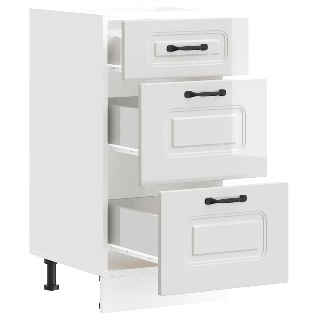 vidaXL Kitchen Base Cabinet Kalmar High Gloss White Engineered Wood