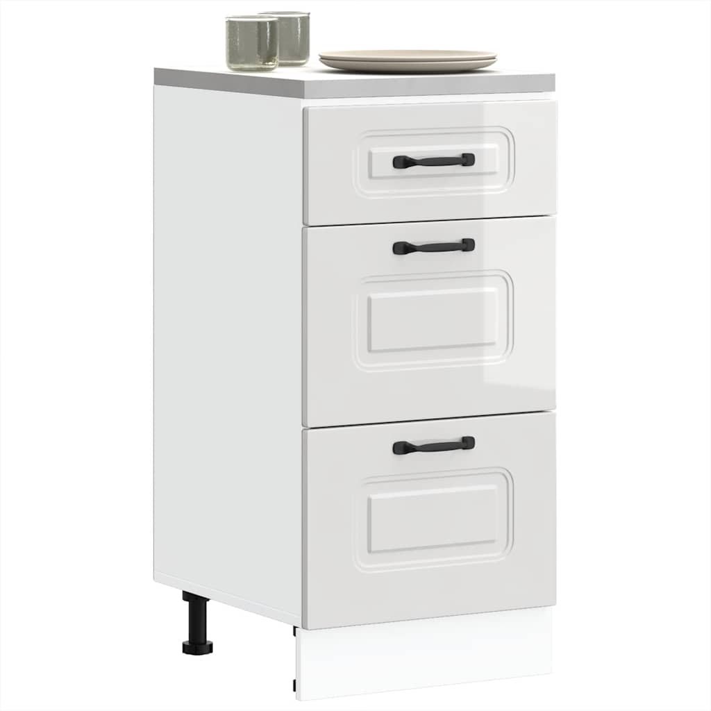 vidaXL Kitchen Base Cabinet Kalmar High Gloss White Engineered Wood