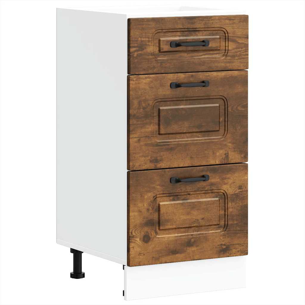 Kitchen Base Cabinet "Kalmar" Smoked Oak Engineered Wood