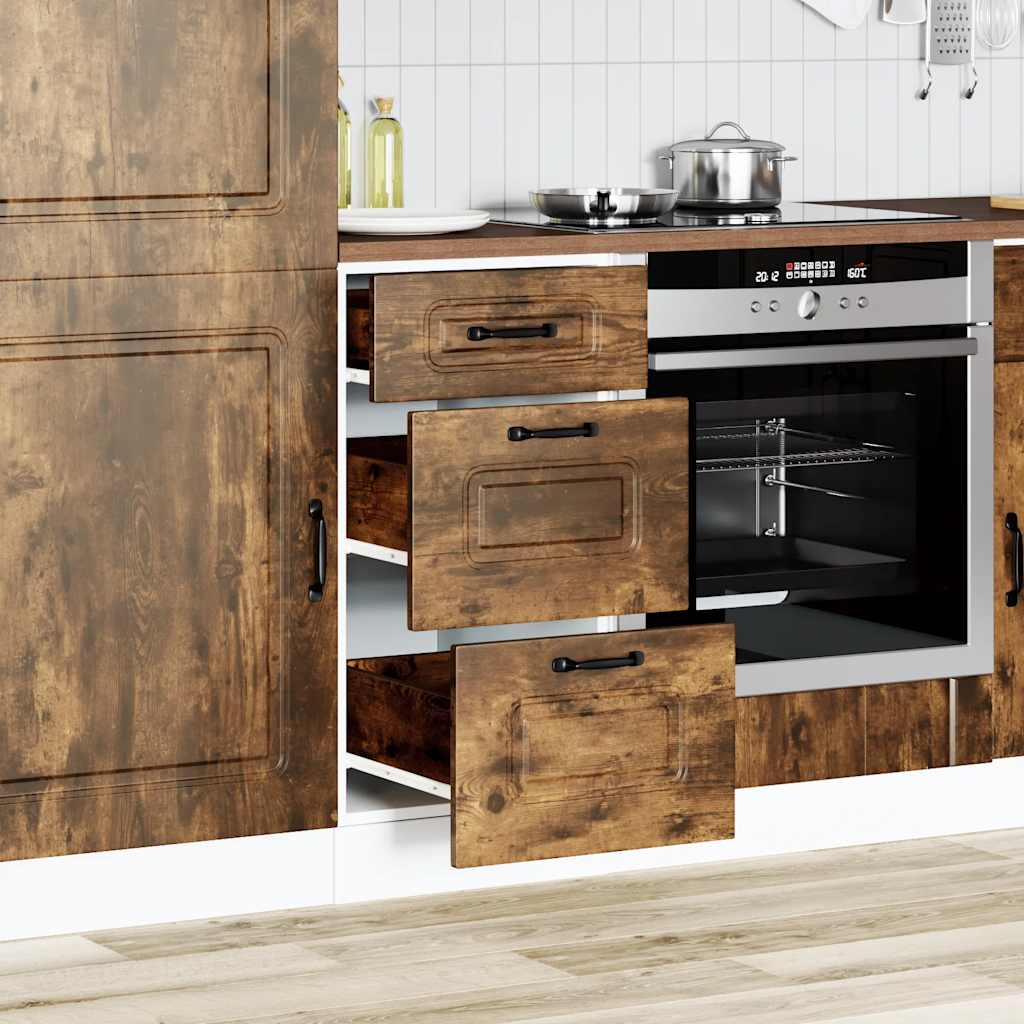 Kitchen Base Cabinet "Kalmar" Smoked Oak Engineered Wood