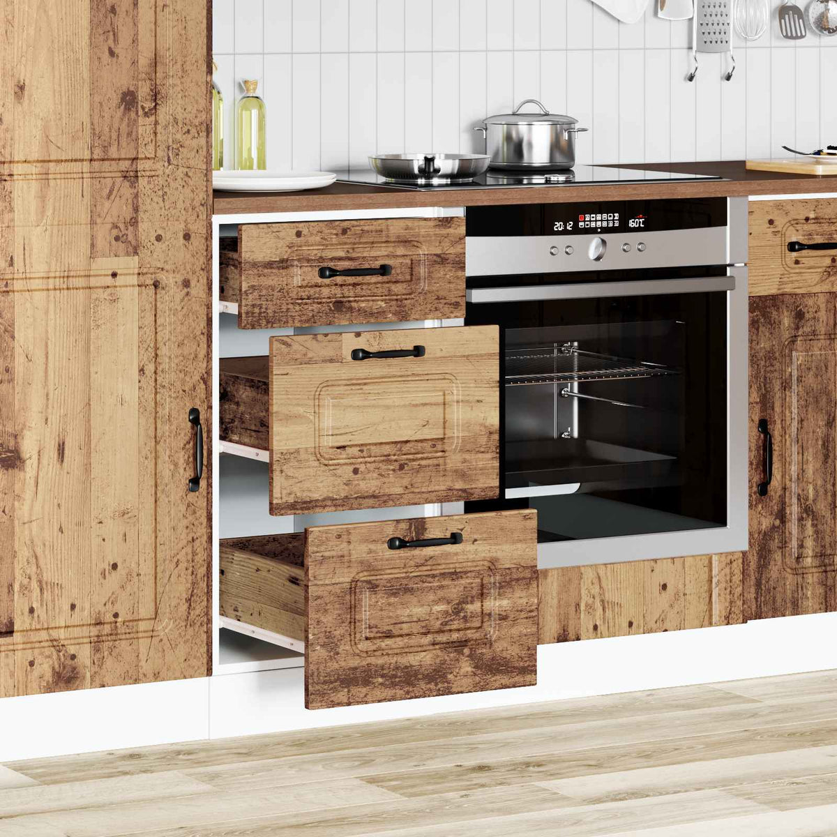 Kitchen Base Cabinet "Kalmar" Old Wood Engineered Wood