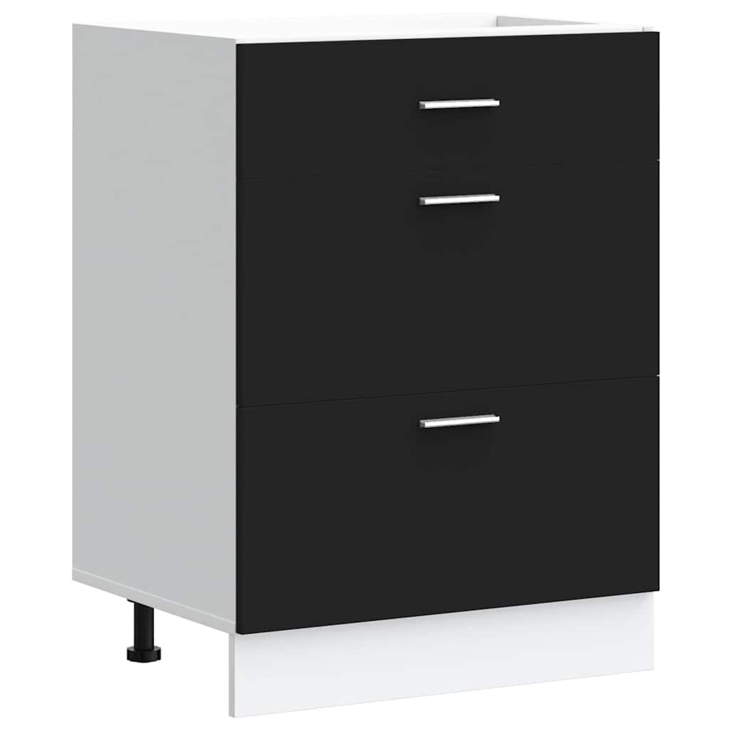 vidaXL Kitchen Base Cabinet Black Engineered Wood